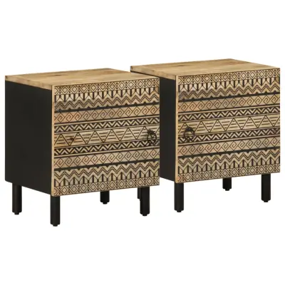 vidaXL Nočna omarica 2 kosa črna 40x33,5x46 cm trden mangov les