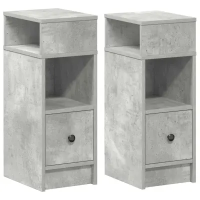 vidaXL Nočne omarice s predalom 2 kosa betonsko siva 25x31x66 cm