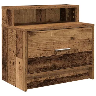 vidaXL Nočna omarica z predalom starinski les 51x31x47 cm