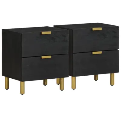 vidaXL Nočne omarice 2 kosa črna 40x33x46 cm trden mangov les