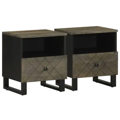 vidaXL Nočna omarica 2 kosa črna 40x33x46 cm trden mangov les