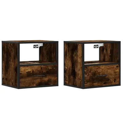 vidaXL Stenska nočna omarica 2 kosa dimljen hrast 40x31x39,5 cm