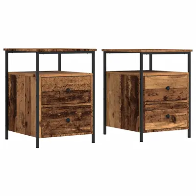 vidaXL Nočne omarice 2 kosa starinski les 44x45x60 cm inženirski les