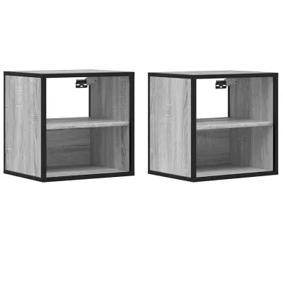 vidaXL Stenska nočna omarica 2 kosa siva sonoma 40x31x39,5 cm