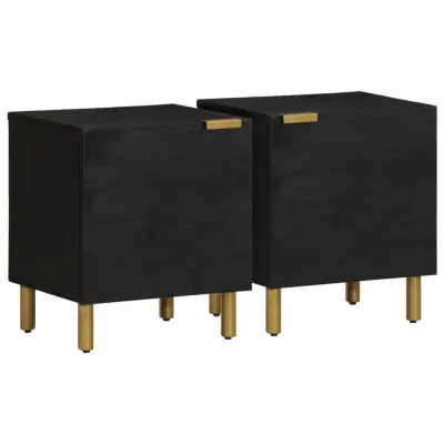vidaXL Nočne omarice 2 kosa črna 40x33x46 cm trden mangov les