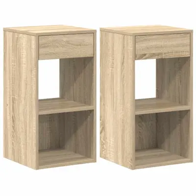 vidaXL Nočne omarice s predalom 2 kosa sonoma hrast 35x34x66,5 cm