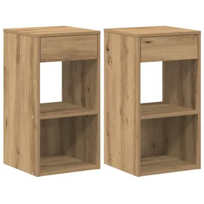 vidaXL Nočne omarice s predalom 2 kosa artisan hrast 35x34x66,5 cm