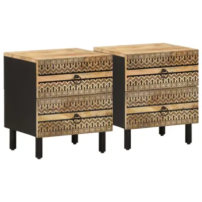 vidaXL Nočna omarica 2 kosa črna 40x33,5x46 cm trden mangov les