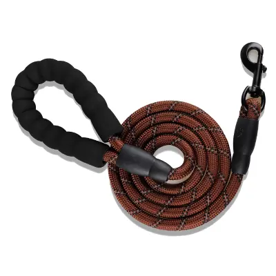 Odsevni pasji povodec z udobnim ročajem iz gobice Brown