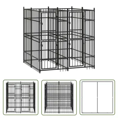 The Living Store Zunanji pasji boks jeklo 3,69 m² - Pasji Boks