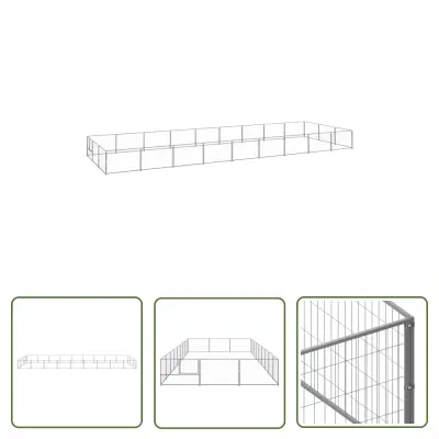 The Living Store Pasji boks srebrn 27 m² jeklo - Pasji Boks