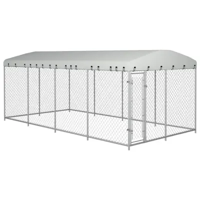 The Living Store Zunanji pasji boks s streho 7,6x3,8x2,3 m - Pasji Boks