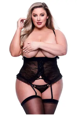 BACI 2PC PEEKABOO BUSTIER & G-STRING SET ČRNA, KRALJICA