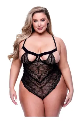 SEXY STRAPPY LACE TEDDY BLACK, QUEEN