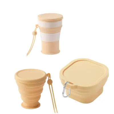 Zložljiv komplet posode za kampiranje (3-delni) Yellow