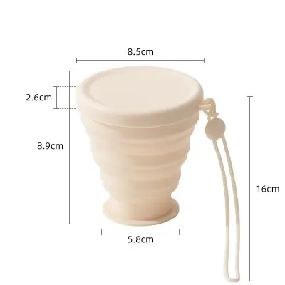 Zložljiv silikonski lonček - 200 ml prenosni zložljivi lonček za potovanja White