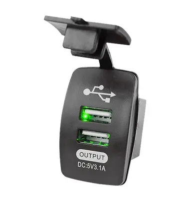 Zaobljeni dvojni avtomobilski polnilec USB Black+Grass Color