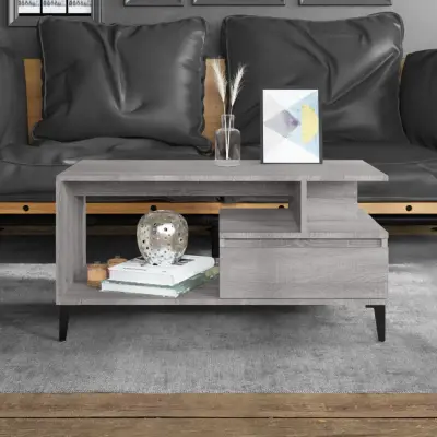 The Living Store Klubska mizica siva sonoma 90x49x45 cm inženirski les - Klubska Mizica