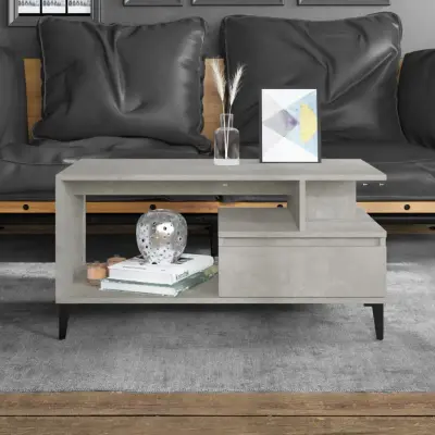The Living Store Klubska mizica betonsko siva 90x49x45 cm inženirski les - Klubska Mizica