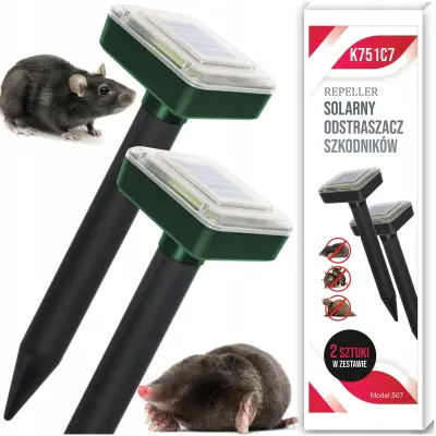 Set 2x solarni aku. 800mAh odganjalec voluharjev miši in krtov do 1000m2