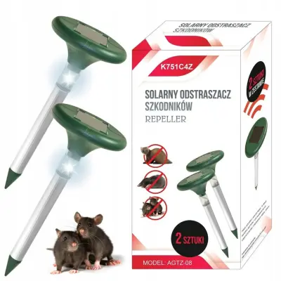 Set 2x solarni aku. 600mAh LED odganjalec voluharjev miši in krtov do 1000m2