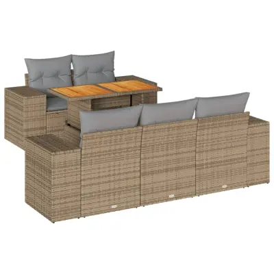 vidaXL Vrtna sedežna garnitura 6-delna z blazinami bež poli ratan