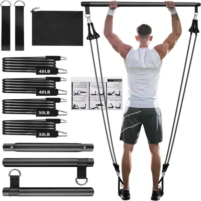 Komplet pilates palice z odpornimi trakovi - Oprema za domačo telovadnico