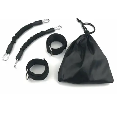 Komplet elastičnih trakov za noge za trening taekwondoja Black  70--80 LB