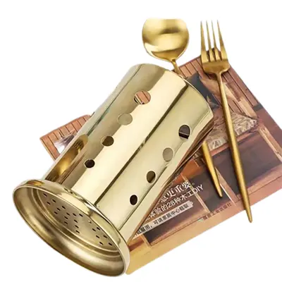 Držalo za pribor iz nerjavečega jekla, pozlačeno - 10 cm debela perforirana zasnova