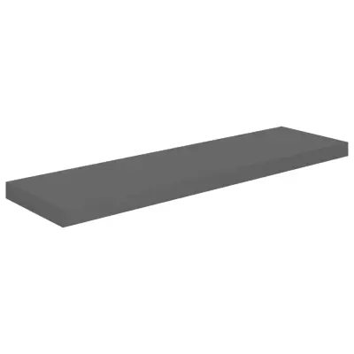 Stenska polica - Viseča Polica visok sijaj siva 90x23,5x3,8 cm MDF