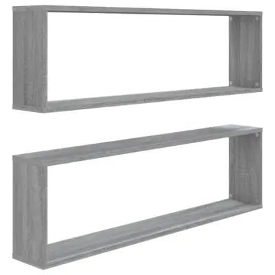 Stenska kockasta polica - Viseča polica 2 kosa siva sonoma 100x15x30 cm