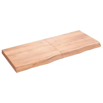 Stenska polica - Viseča Polica svetlo rjava 120x50x(2-6) cm trdna hrastovina