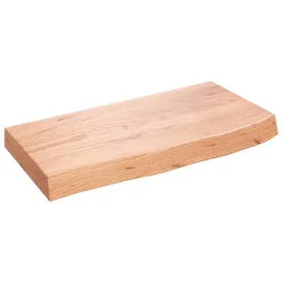 Stenska polica - Viseča Polica svetlo rjava 60x30x(2-6) cm trdna hrastovina