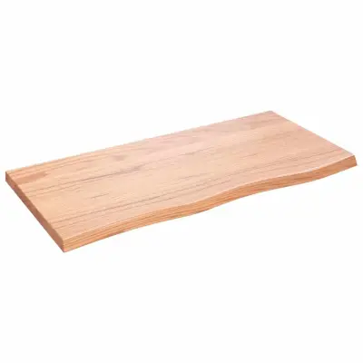 Stenska polica - Viseča Polica svetlo rjava 100x50x(2-4) cm trdna hrastovina