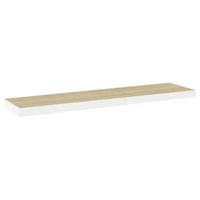 Stenska polica - Viseča Polica barva hrasta in bela 120x23,5x3,8 cm MDF