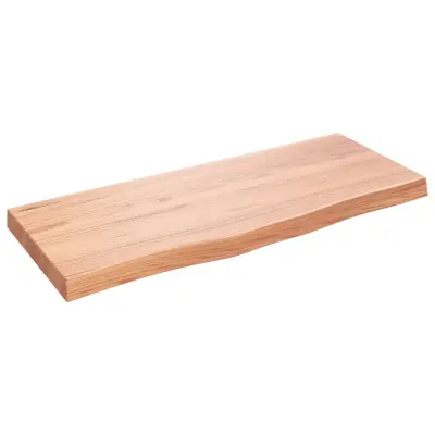Stenska polica - Viseča Polica svetlo rjava 100x40x(2-6) cm trdna hrastovina