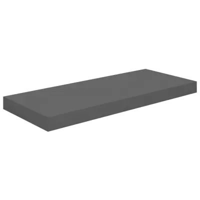 Stenska polica - Viseča Polica visok sijaj siva 60x23,5x3,8 cm MDF