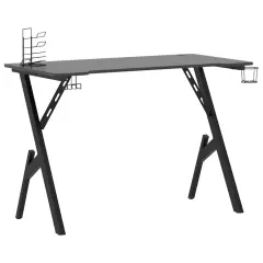gaming miza - računalniška miza z nogami Y-oblike črna 110x60x75 cm