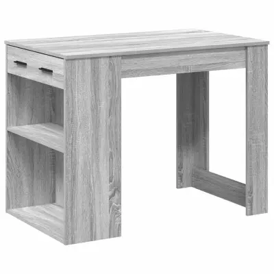 Pisalna miza - Računalniška miza s predalom in polico siva sonoma 102x62x77,5 cm