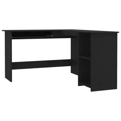Kotna miza - pisarniška miza - Računalniška miza L-oblike črna 120x140x75 cm iverna plošča