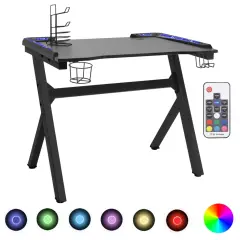 gaming miza - računalniška miza LED Y-oblike črna 110x60x75 cm