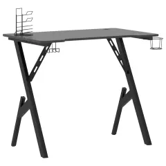 gaming miza - računalniška miza z nogami Y-oblike črna 90x60x75 cm