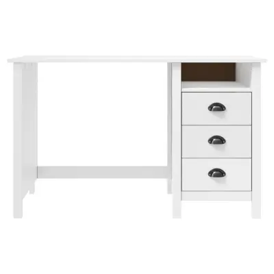 Pisalna miza - Računalniška miza Hill s 3 predali 120x50x74 cm trdna borovina