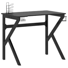 gaming miza - računalniška miza z nogami K-oblike črna 90x60x75 cm