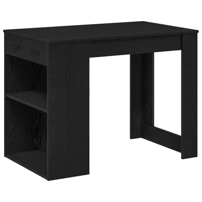 Pisalna miza - Računalniška miza s predalom in polico črn 102x62x77,5 cm inž. les