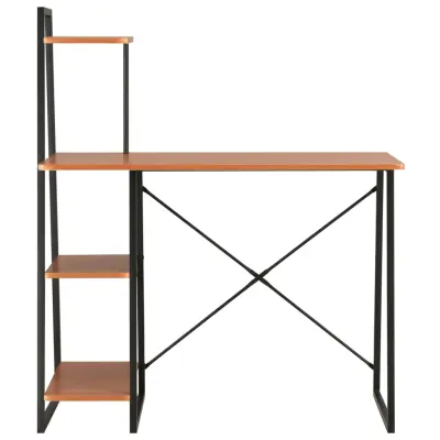 Pisalna miza - Računalniška miza s policami črna in rjava 102x50x117 cm