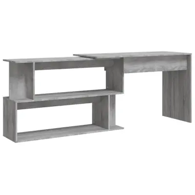 Kotna Pisalna miza - Računalniška miza siva sonoma 200x50x76 cm inženirski les