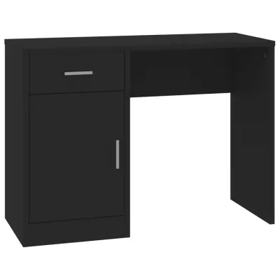 Pisalna miza - Računalniška miza s predalom in omarico črna 100x40x73 cm inžen. les