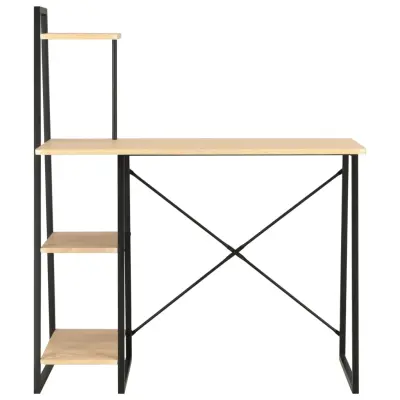 Pisalna miza - Računalniška miza s policami črna in hrast 102x50x117 cm