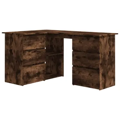 Kotna Pisalna miza - Računalniška miza dimljeni hrast 145x100x76 cm konstruiran les